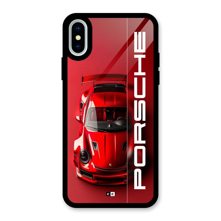Red Porsche Glass Back Case for iPhone XS