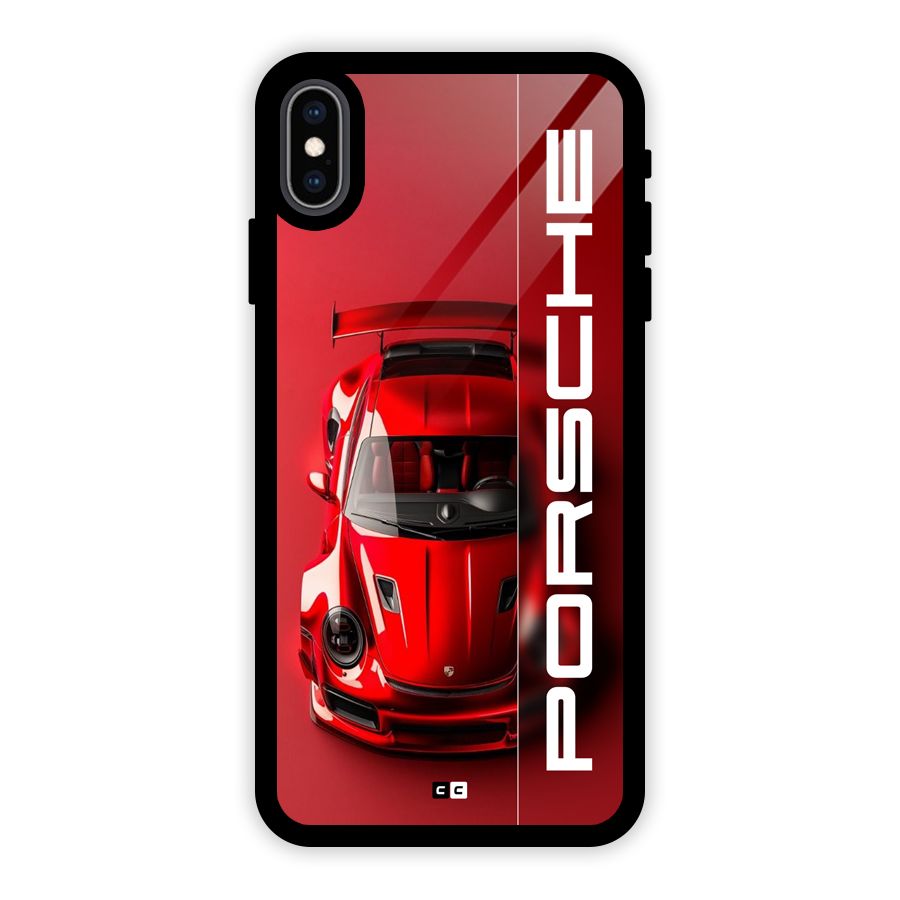 Red Porsche Glass Back Case for iPhone XS Max
