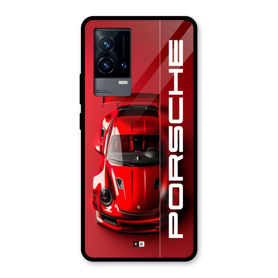 Red Porsche Glass Back Case for iQOO 9 5G