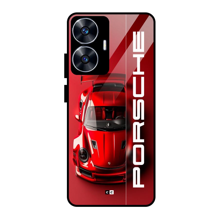 Red Porsche Glass Back Case for realme C55