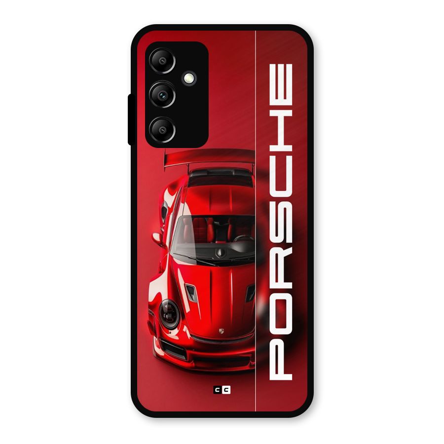 Red Porsche Metal Back Case for Galaxy A14 5G