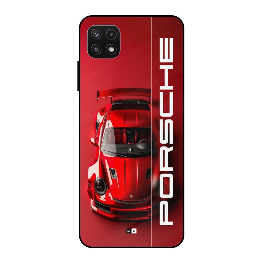 Red Porsche Metal Back Case for Galaxy A22 5G