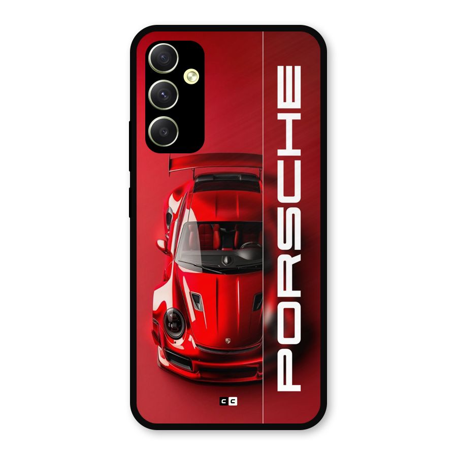 Red Porsche Metal Back Case for Galaxy A34