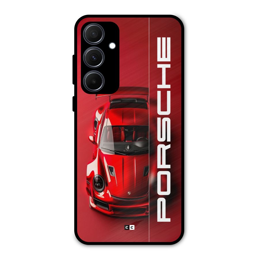 Red Porsche Metal Back Case for Galaxy A35