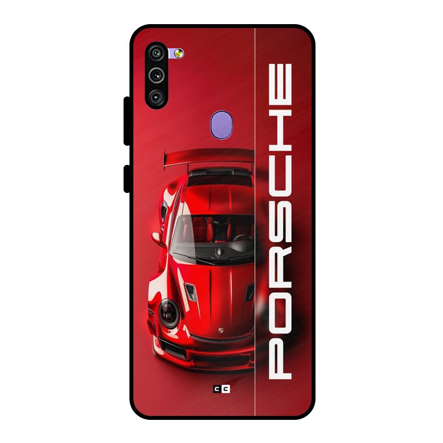 Red Porsche Metal Back Case for Galaxy M11