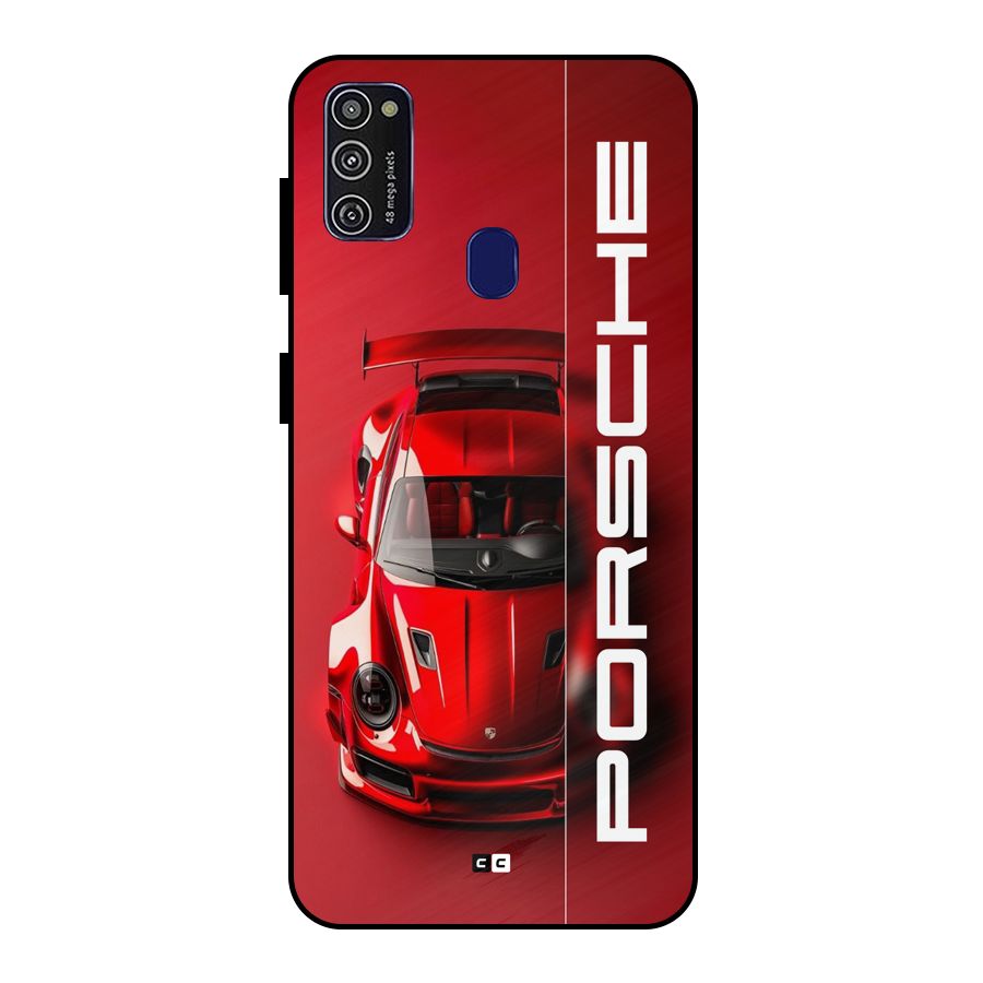 Red Porsche Metal Back Case for Galaxy M21