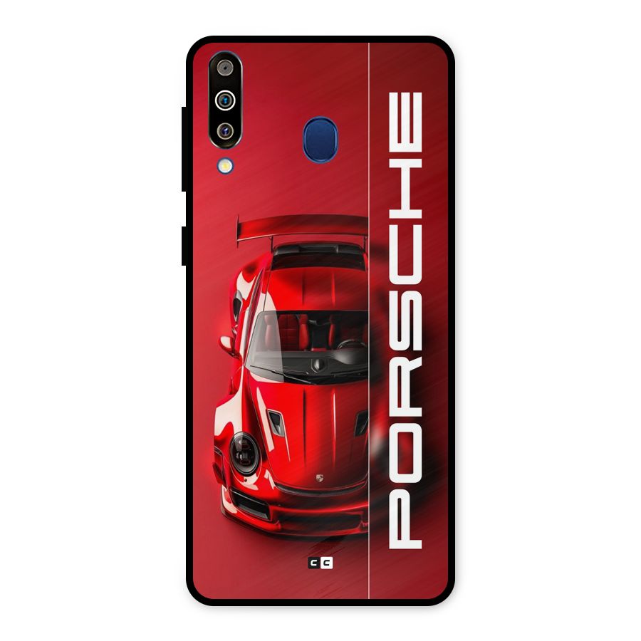Red Porsche Metal Back Case for Galaxy M30
