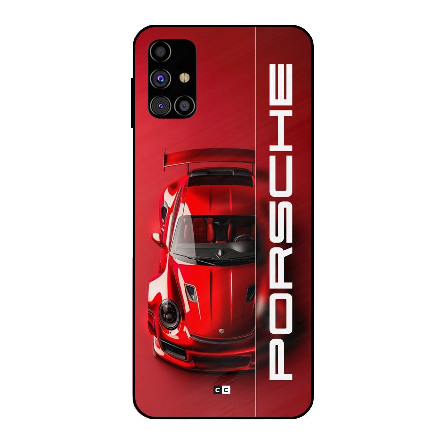 Red Porsche Metal Back Case for Galaxy M31s