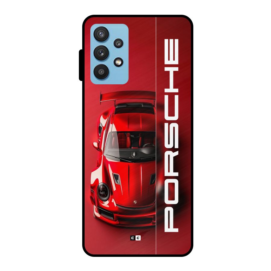 Red Porsche Metal Back Case for Galaxy M32 5G
