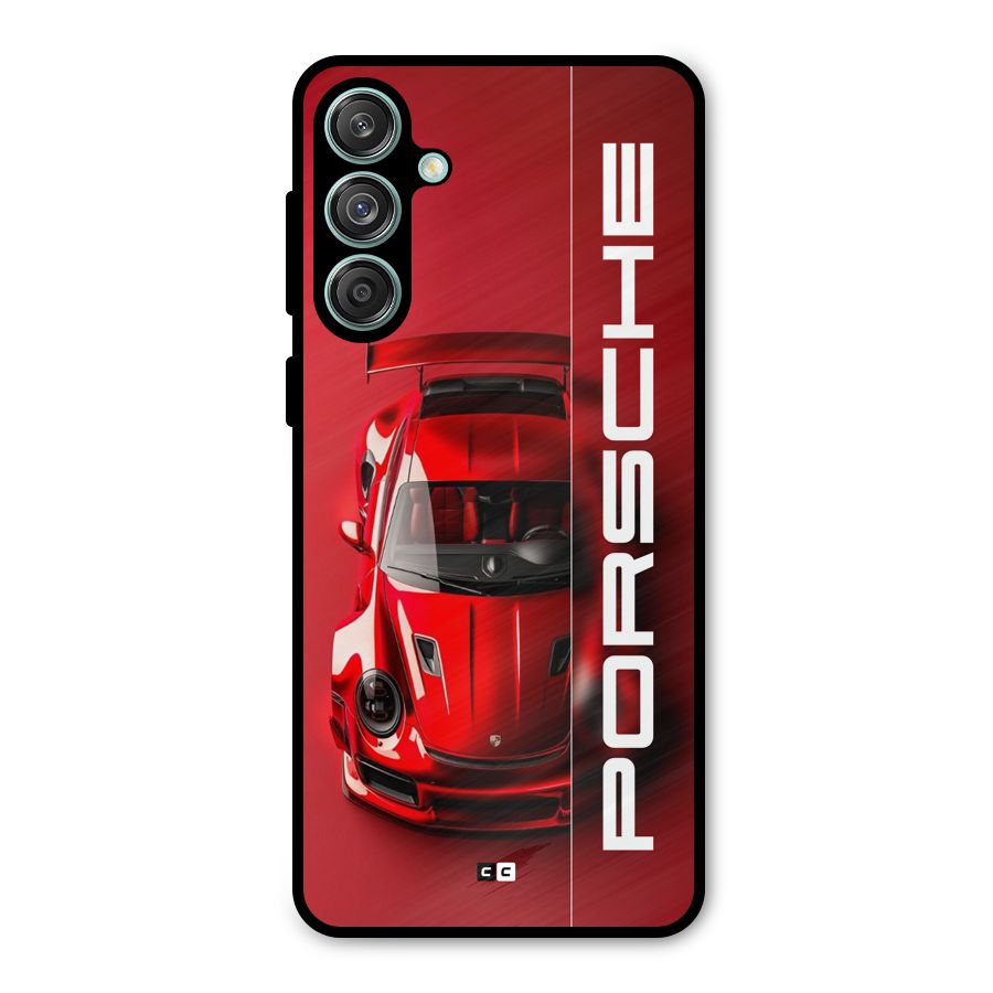Red Porsche Metal Back Case for Galaxy M55 5G