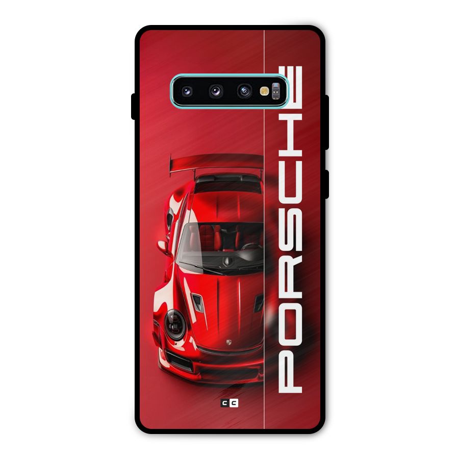 Red Porsche Metal Back Case for Galaxy S10 Plus