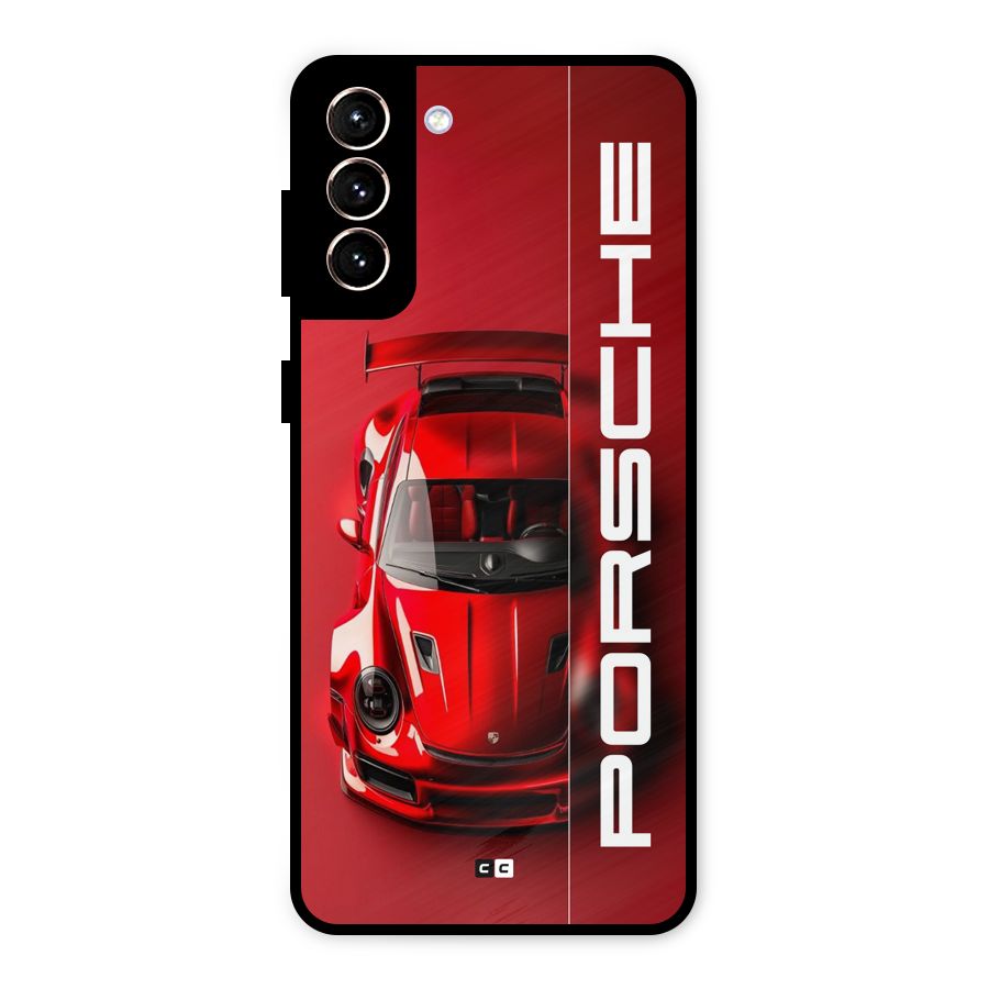 Red Porsche Metal Back Case for Galaxy S21 Plus
