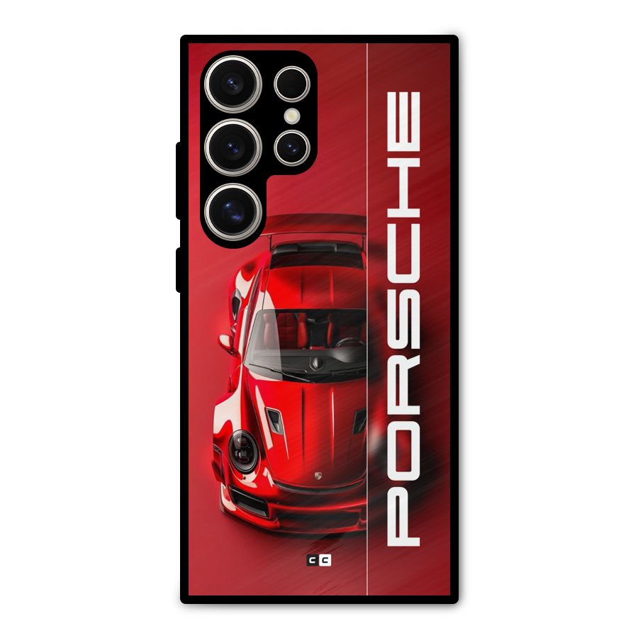 Red Porsche Metal Back Case for Galaxy S24 Ultra