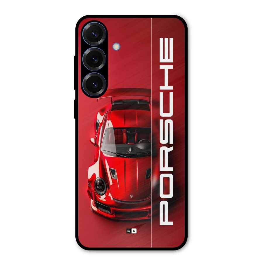Red Porsche Metal Back Case for Galaxy S25 Plus