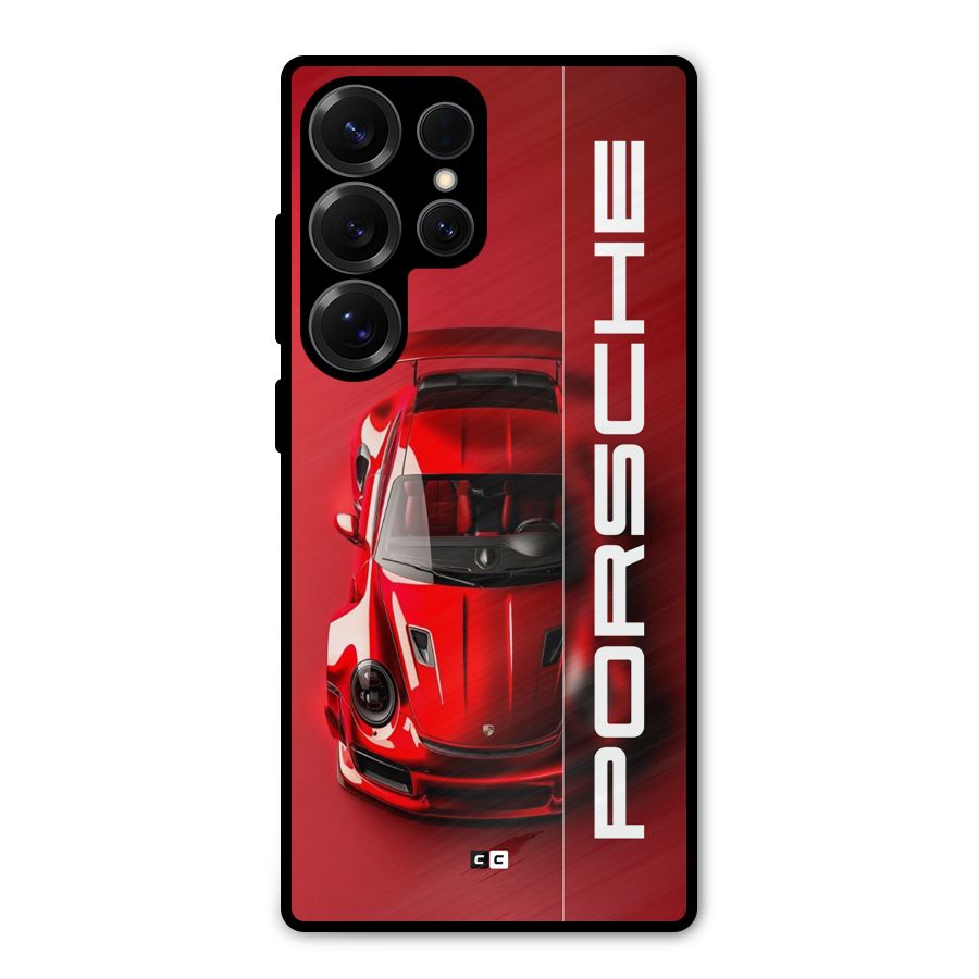 Red Porsche Metal Back Case for Galaxy S25 Ultra