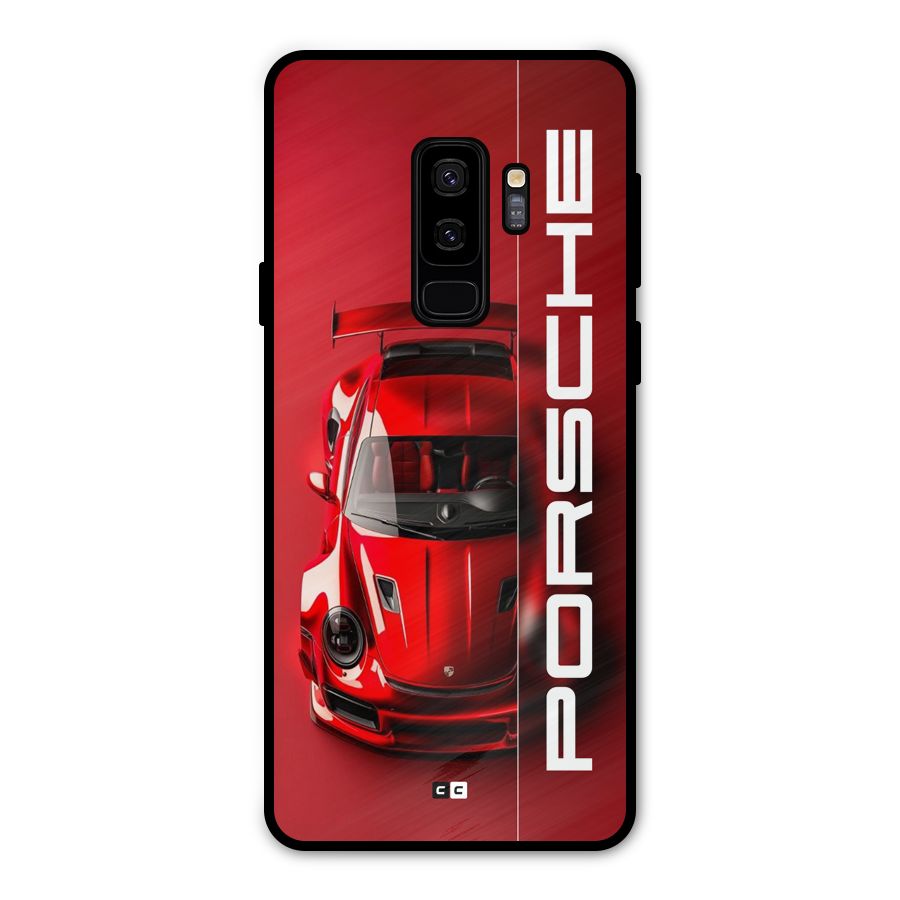 Red Porsche Metal Back Case for Galaxy S9 Plus