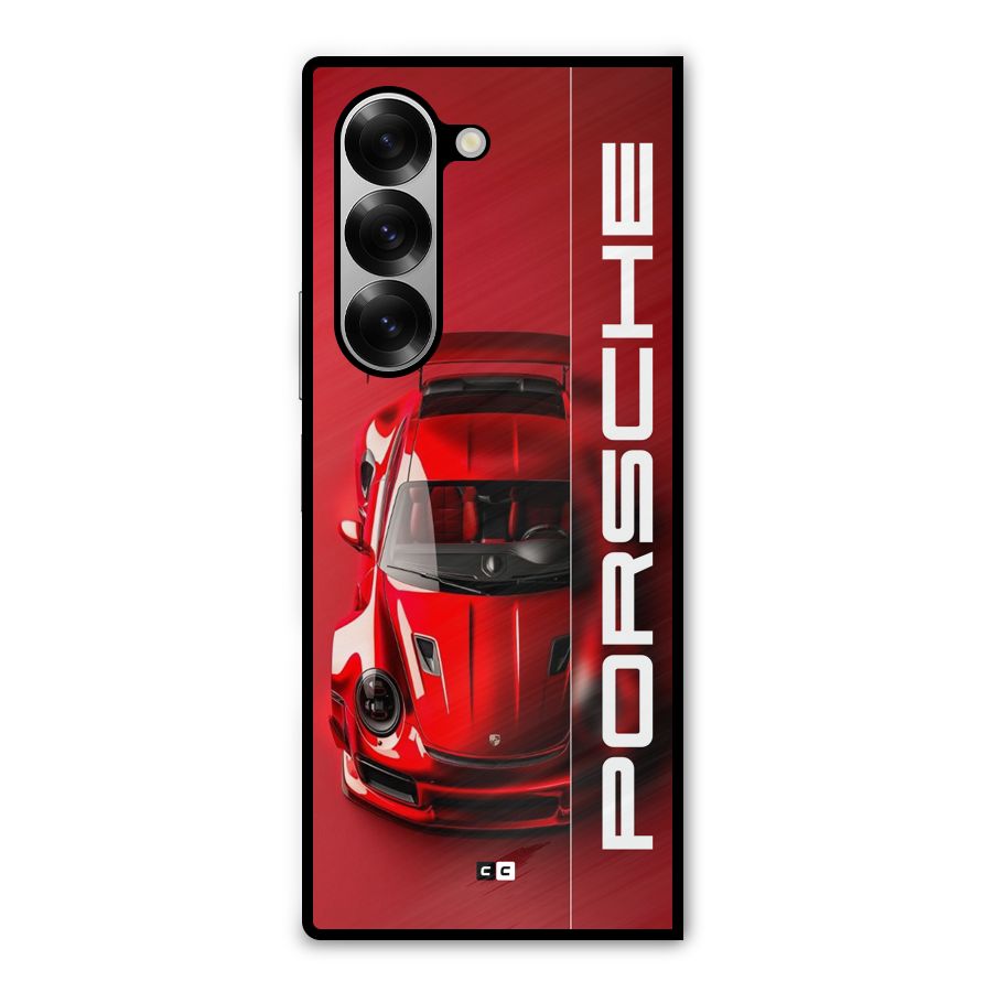 Red Porsche Metal Back Case for Galaxy Z Fold6