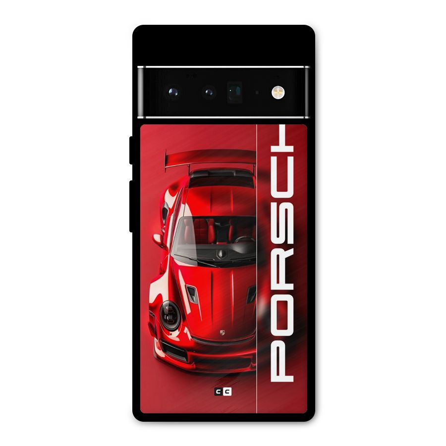 Red Porsche Metal Back Case for Google Pixel 6 Pro
