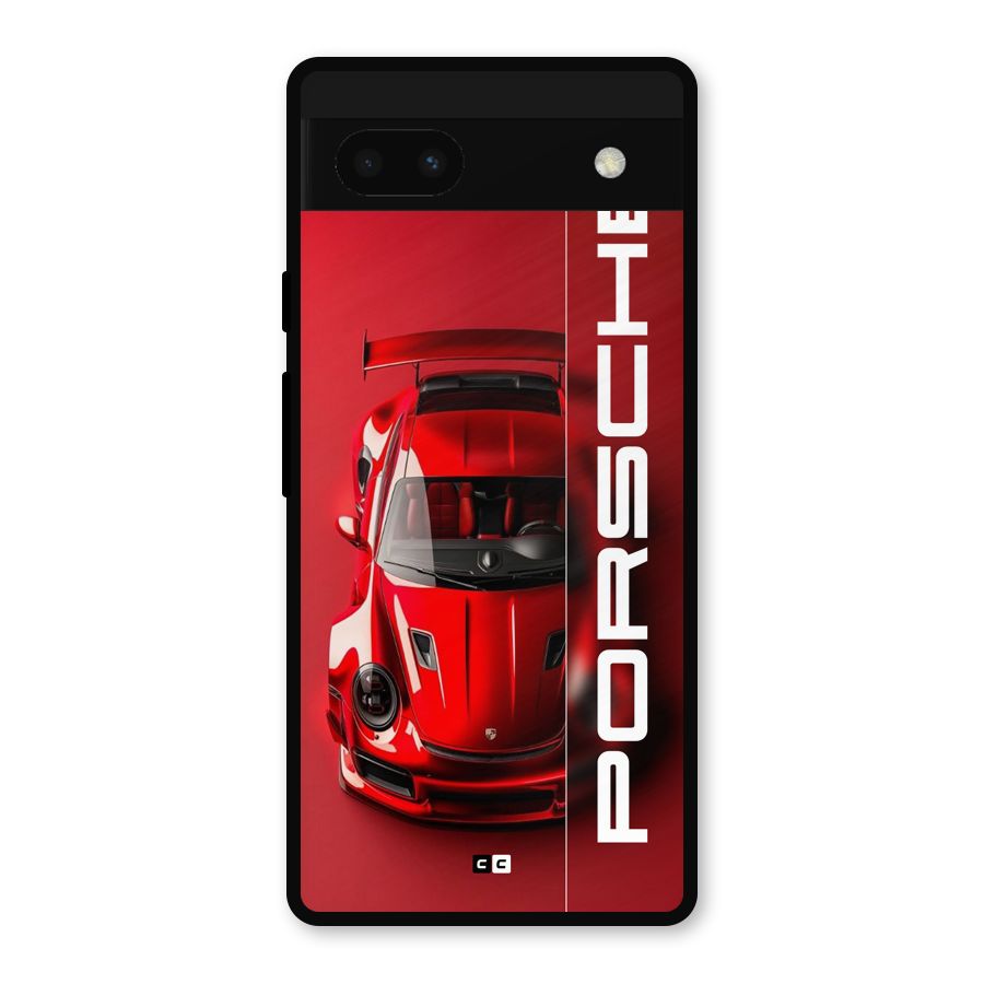 Red Porsche Metal Back Case for Google Pixel 6a