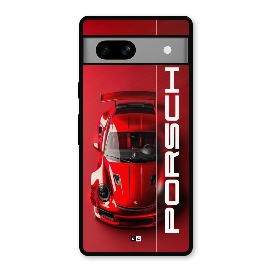 Red Porsche Metal Back Case for Google Pixel 7a