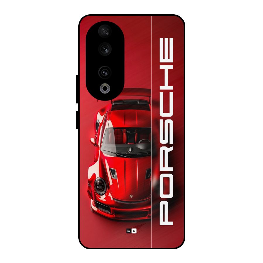 Red Porsche Metal Back Case for Honor 90