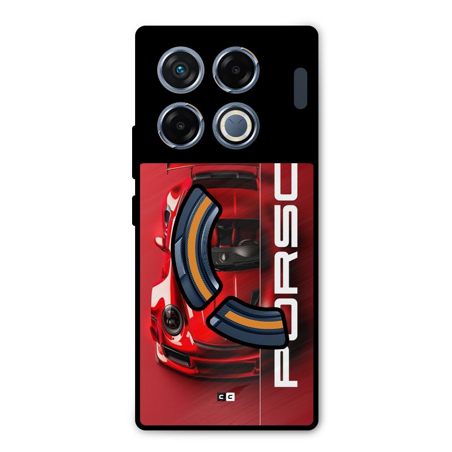 Red Porsche Metal Back Case for Infinix GT 20 Pro
