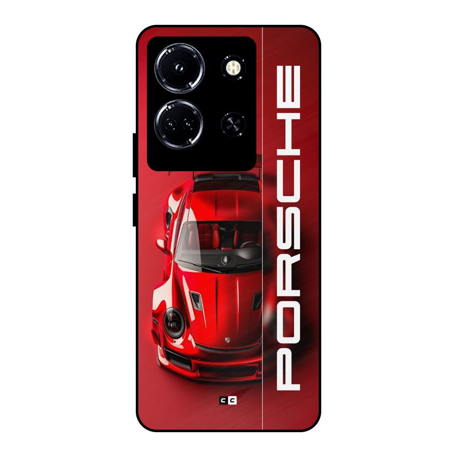 Red Porsche Metal Back Case for Infinix Note 30 5G