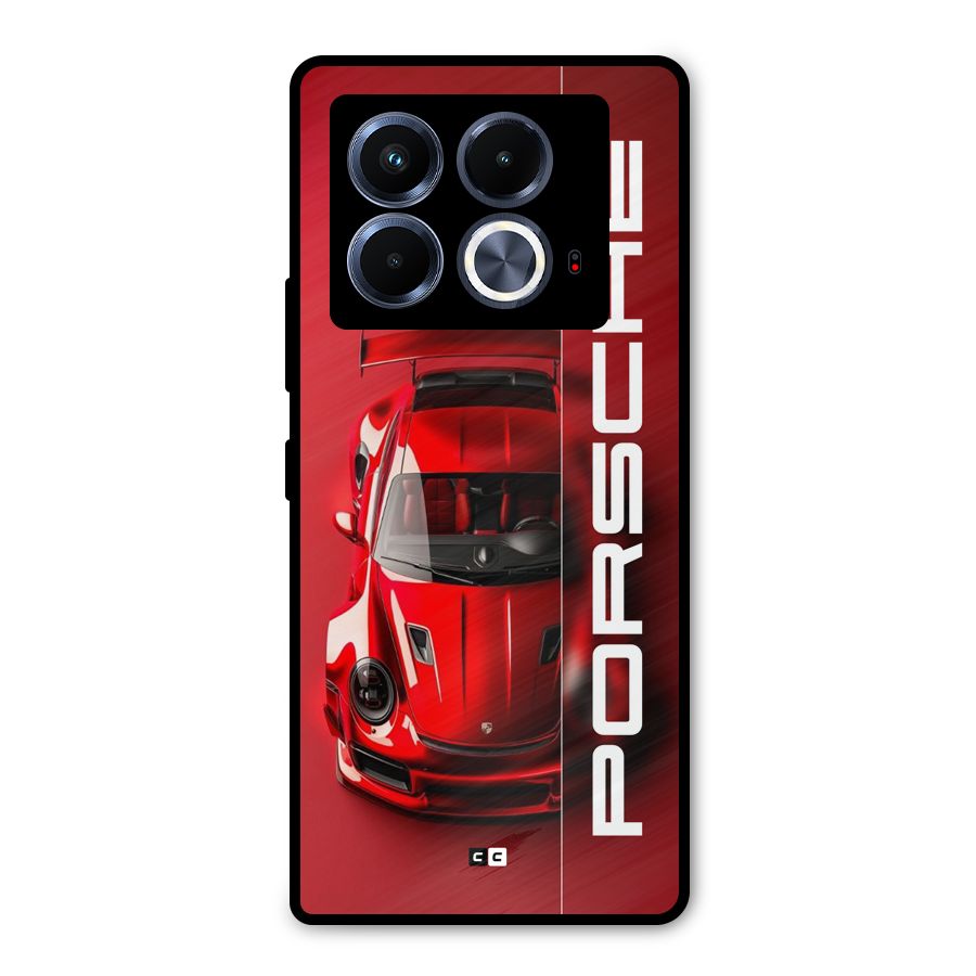Red Porsche Metal Back Case for Infinix Note 40 5G