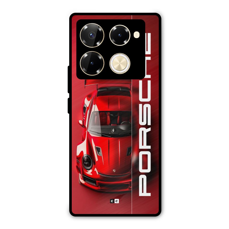 Red Porsche Metal Back Case for Infinix Note 40 Pro