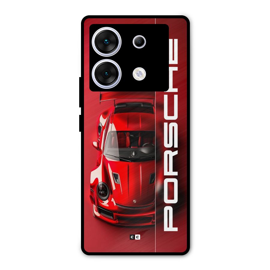 Red Porsche Metal Back Case for Infinix Zero 30 5G