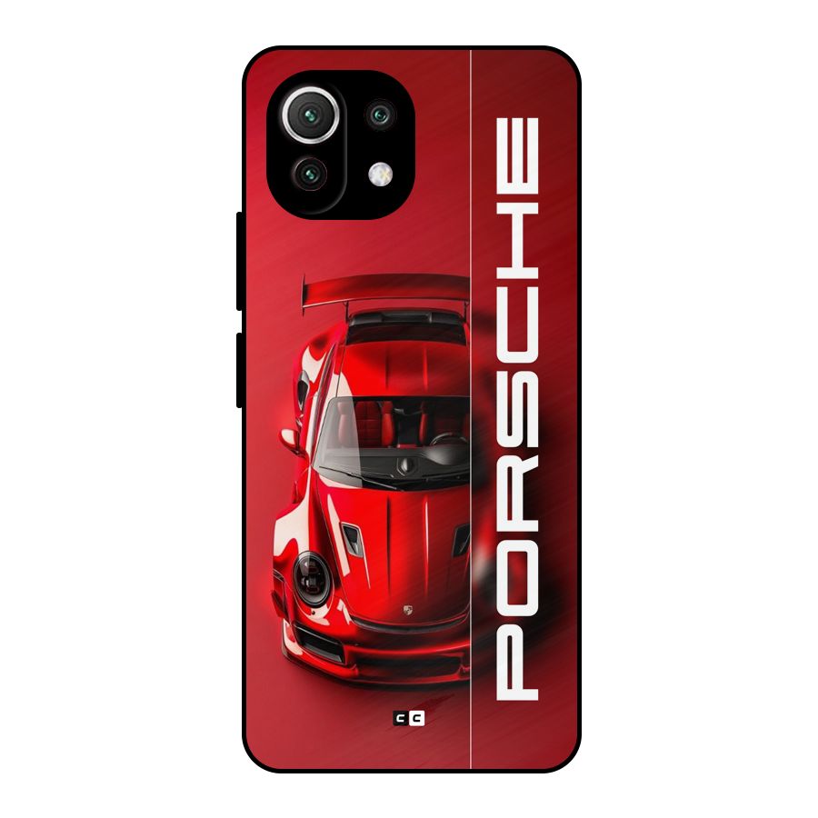 Red Porsche Metal Back Case for Mi 11 Lite