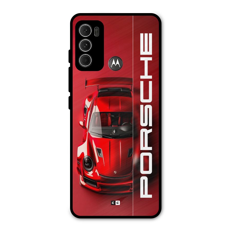 Red Porsche Metal Back Case for Moto G60