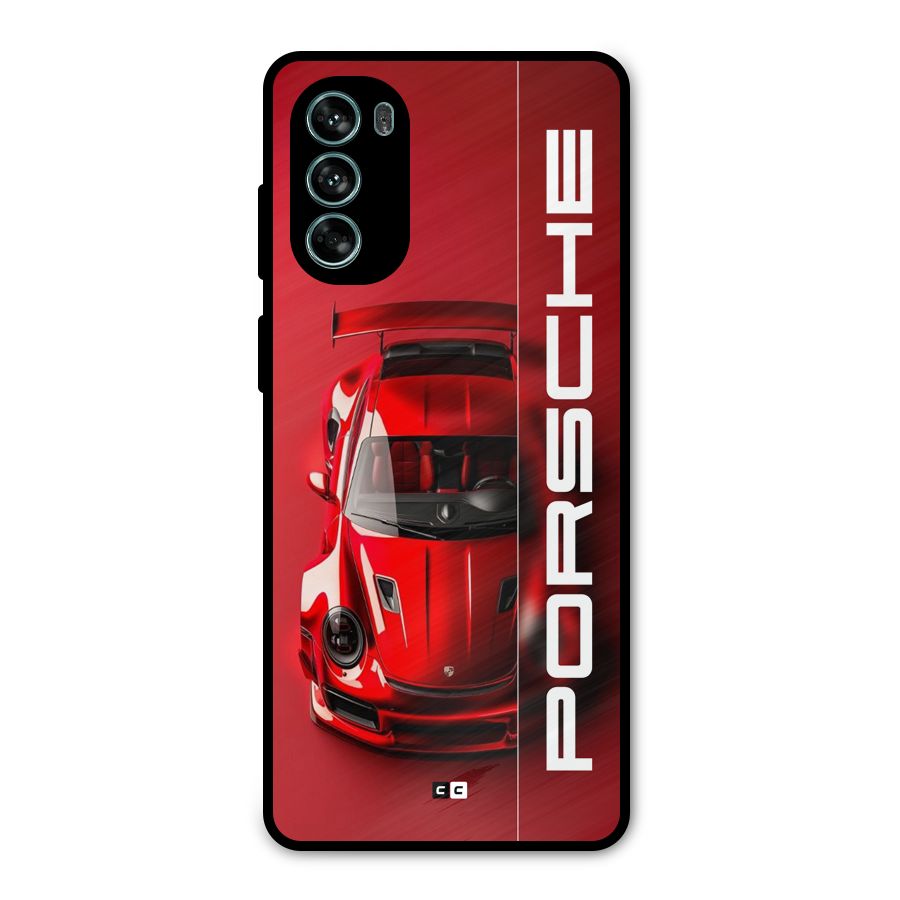 Red Porsche Metal Back Case for Moto G62