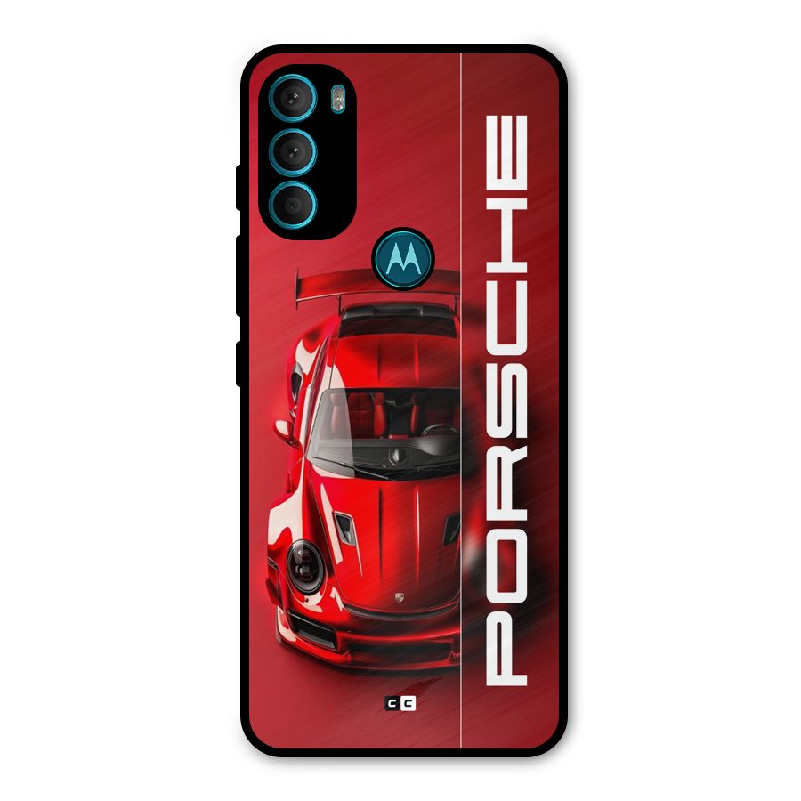Red Porsche Metal Back Case for Moto G71 5G