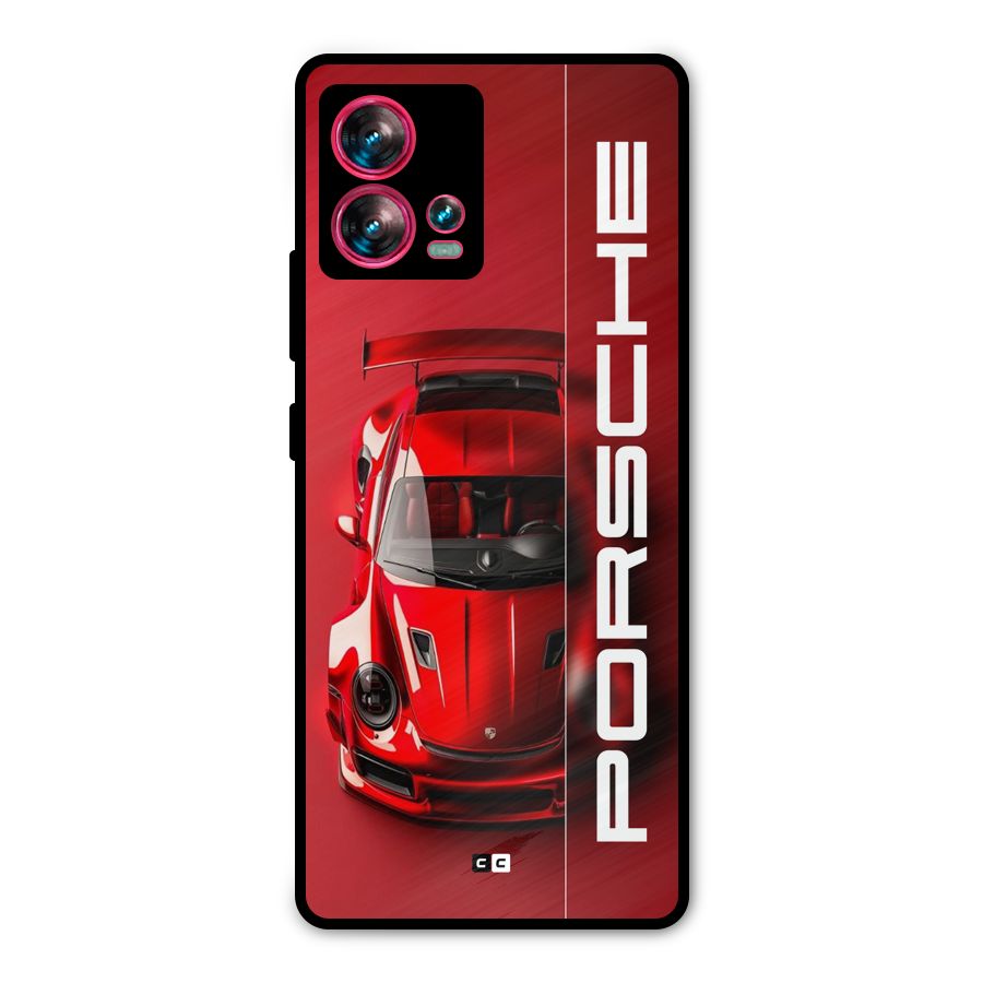 Red Porsche Metal Back Case for Motorola Edge 30 Fusion