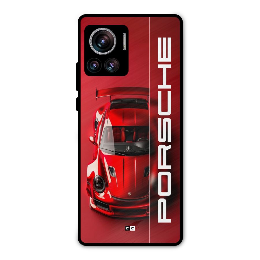 Red Porsche Metal Back Case for Motorola Edge 30 Ultra