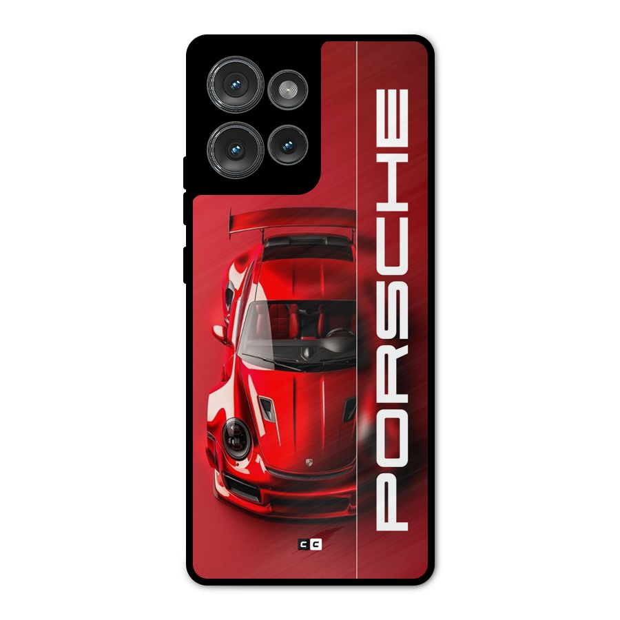 Red Porsche Metal Back Case for Motorola Edge 50