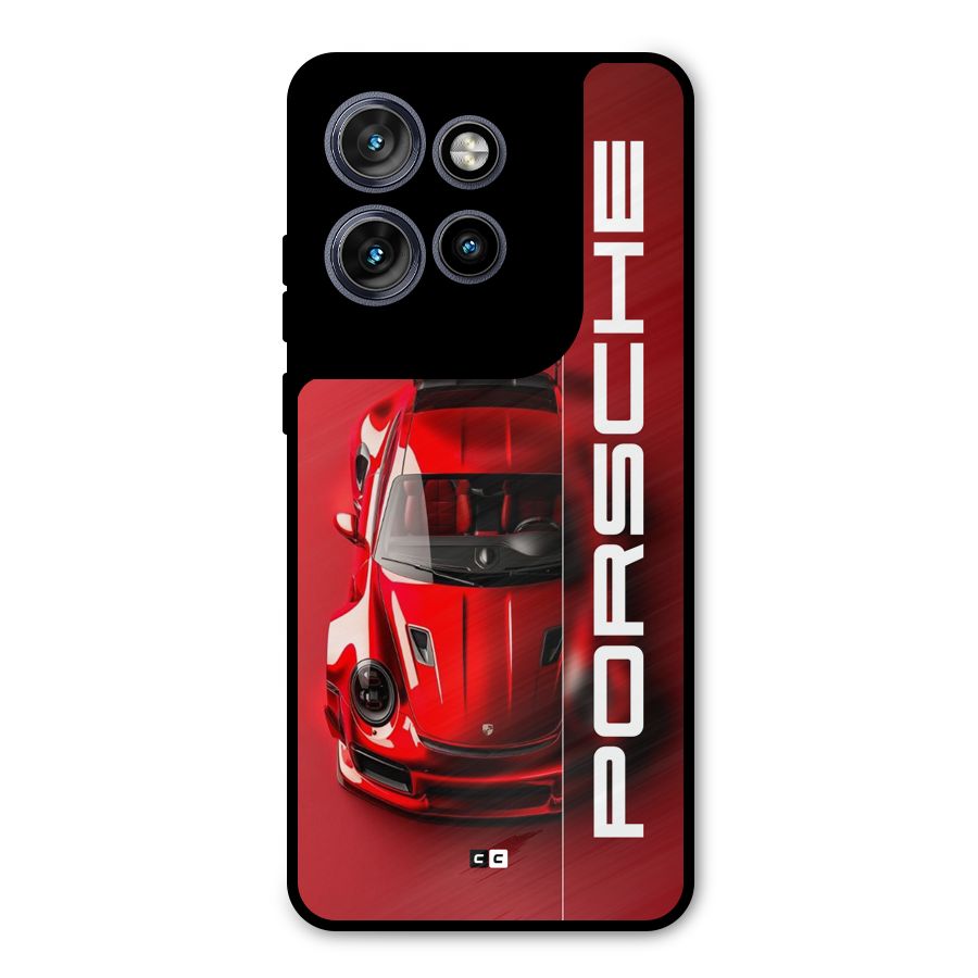 Red Porsche Metal Back Case for Motorola Edge 50 Neo