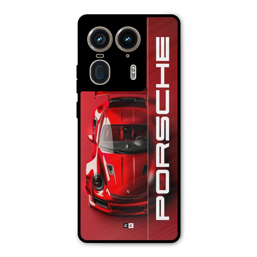 Red Porsche Metal Back Case for Motorola Edge 50 Ultra
