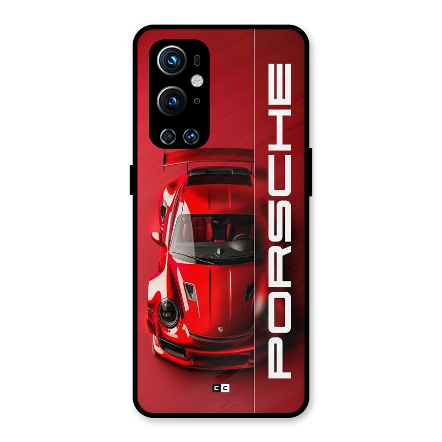 Red Porsche Metal Back Case for OnePlus 9 Pro