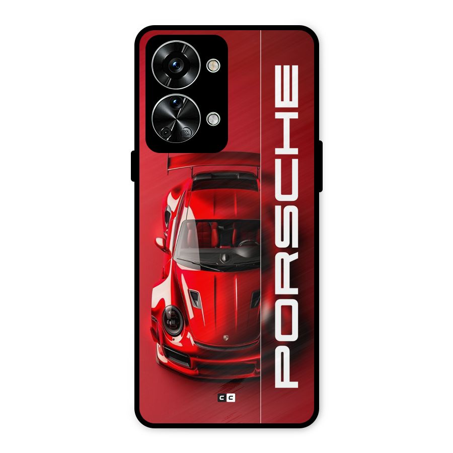 Red Porsche Metal Back Case for OnePlus Nord 2T