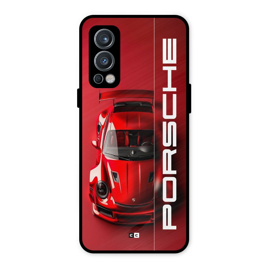 Red Porsche Metal Back Case for OnePlus Nord 2 5G