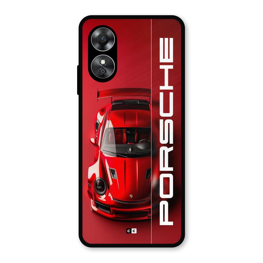 Red Porsche Metal Back Case for Oppo A17