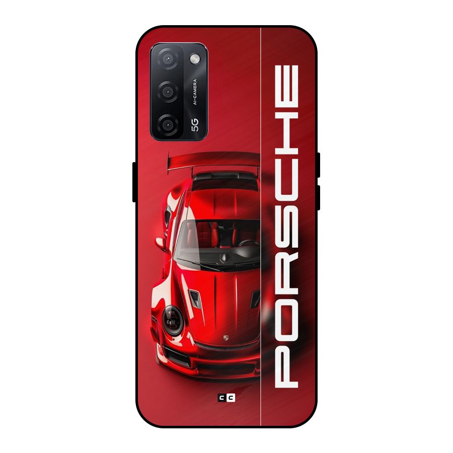 Red Porsche Metal Back Case for Oppo A53s 5G