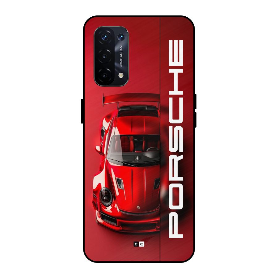 Red Porsche Metal Back Case for Oppo A74 5G