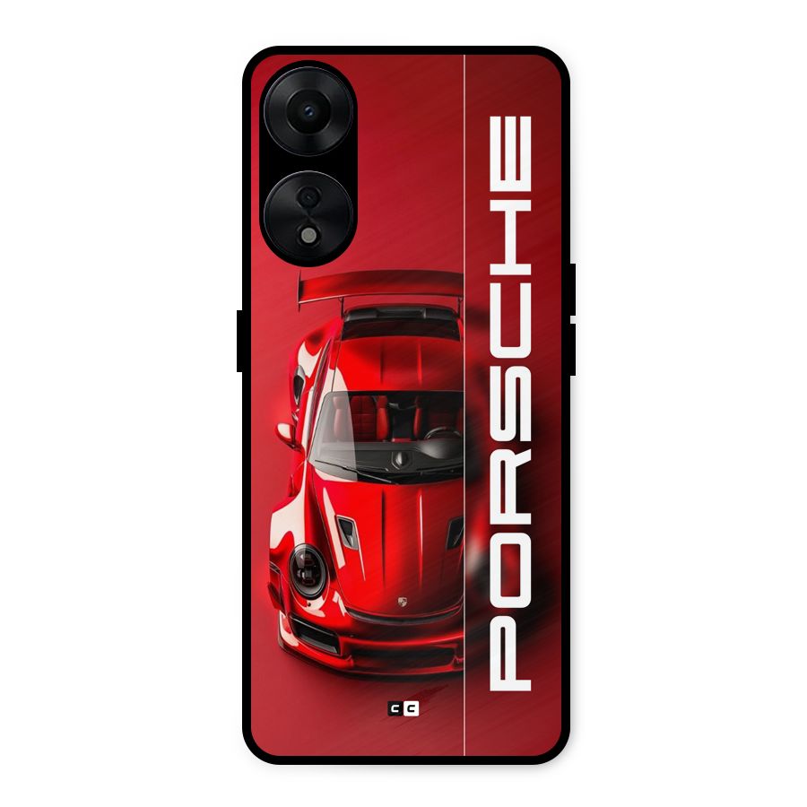 Red Porsche Metal Back Case for Oppo A78 5G