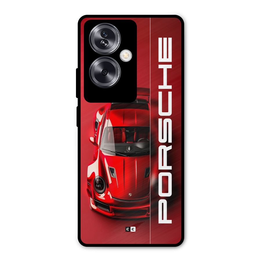 Red Porsche Metal Back Case for Oppo A79 5G