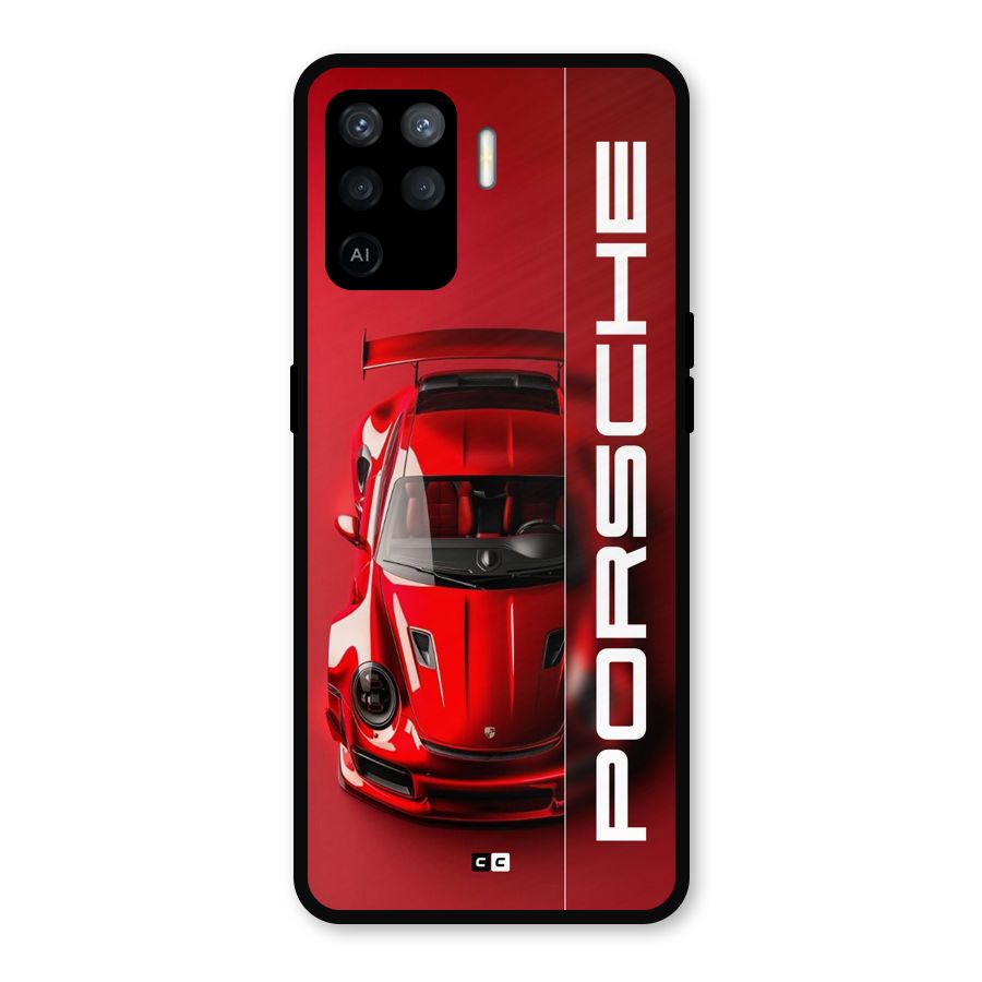 Red Porsche Metal Back Case for Oppo F19 Pro