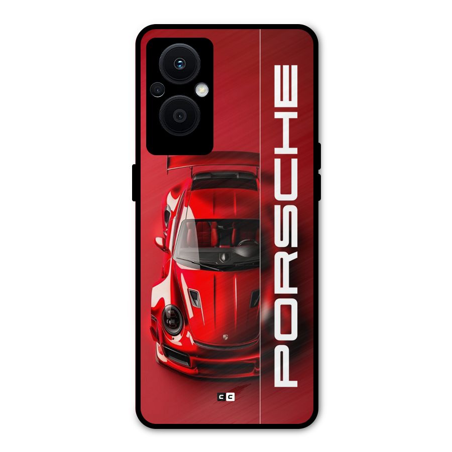 Red Porsche Metal Back Case for Oppo F21 Pro 5G