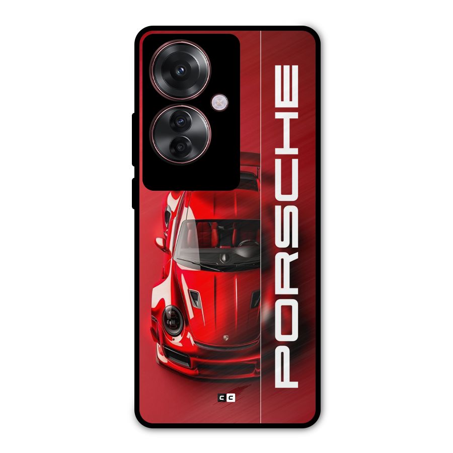 Red Porsche Metal Back Case for Oppo F25 Pro
